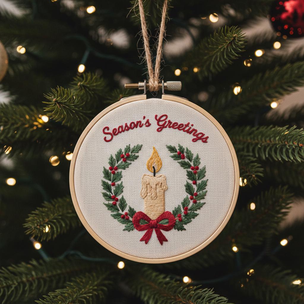 Personalized Letter Name Hand Embroidered Christmas Ornament, Custom Initial Christmas Ornaments, Tree Decor, Unique Christmas Gift