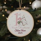 Custom Reindeer Baby's First Christmas Hand Embroidered Ornament, Personalized Unique Gift for New Baby, 2025 Christmas Gift, Holiday Decor 3