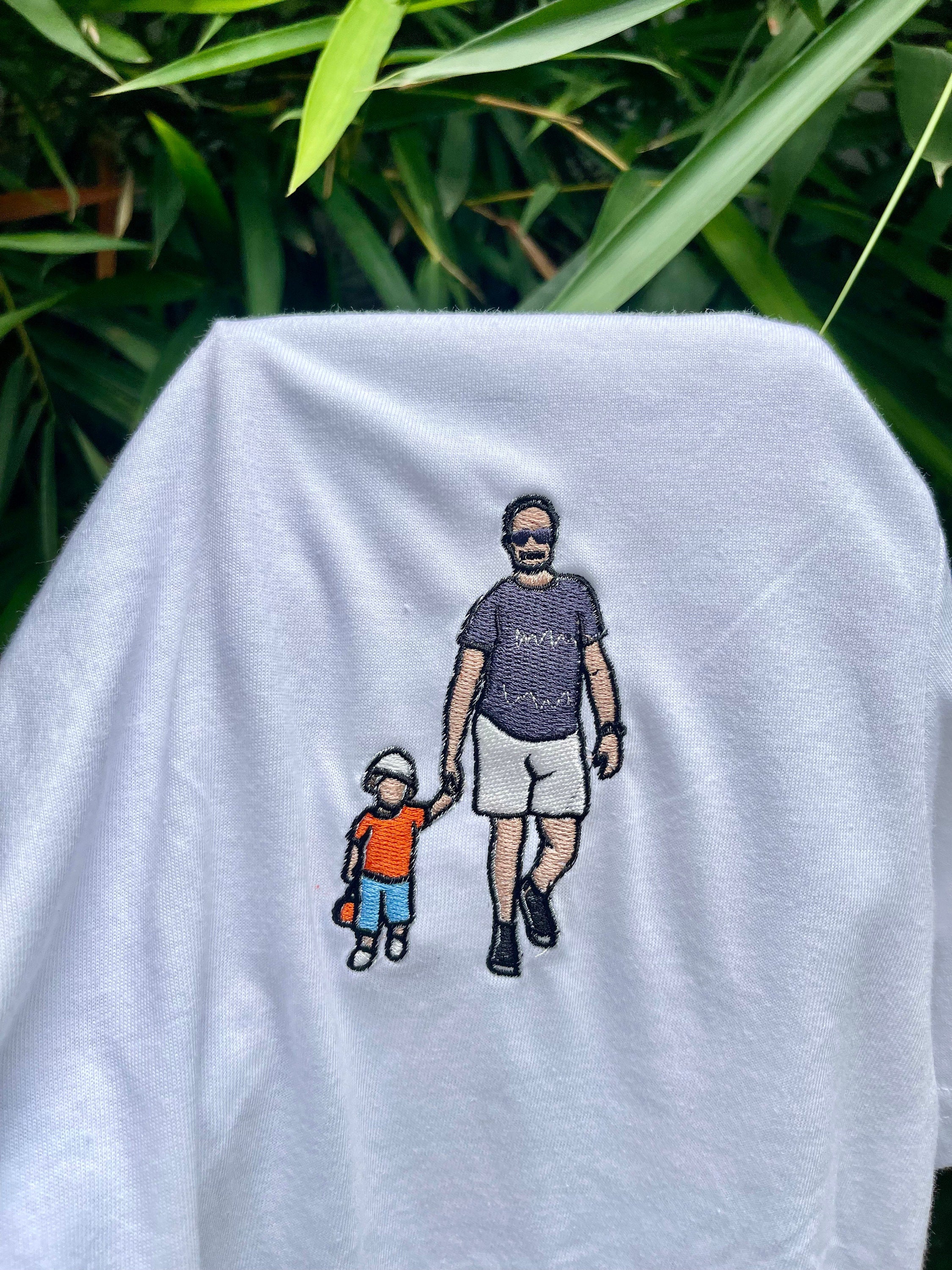 Embroidered dad shirt, Custom embroidered father tshirt, custom father embroidered tshirt, Custom embroidered photo