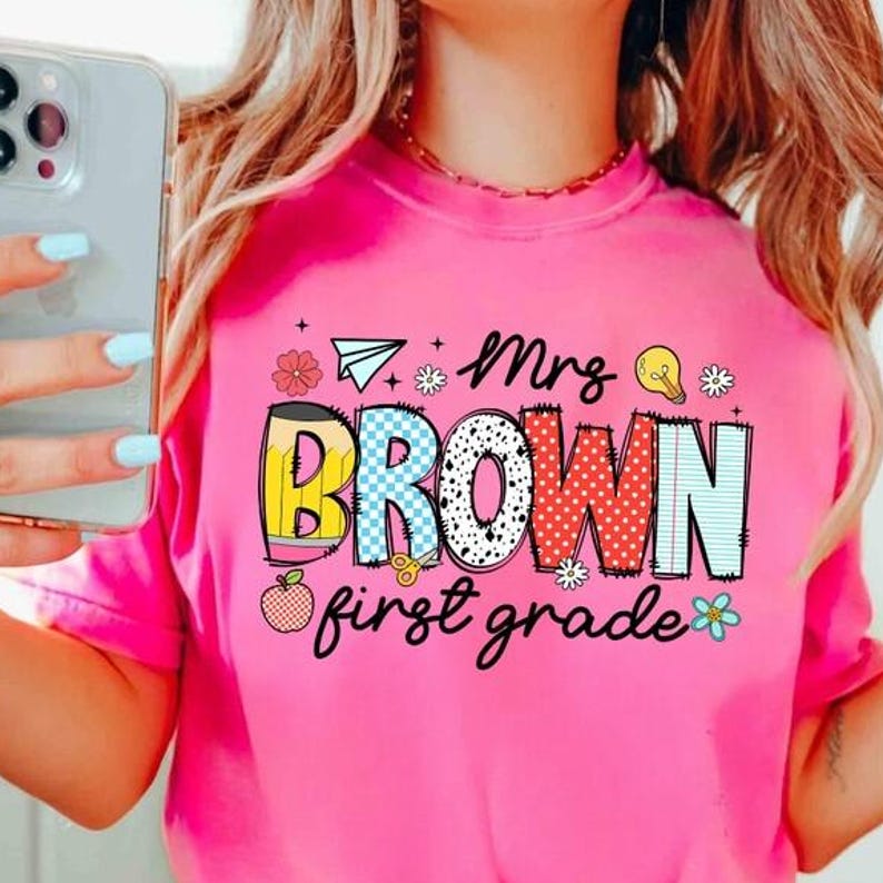 Personalized Teacher Shirt, Custom Name Grade Level, Happy First Day of School T-Shirt, First Day Teacher Shirt, Teacher Gift Back to School