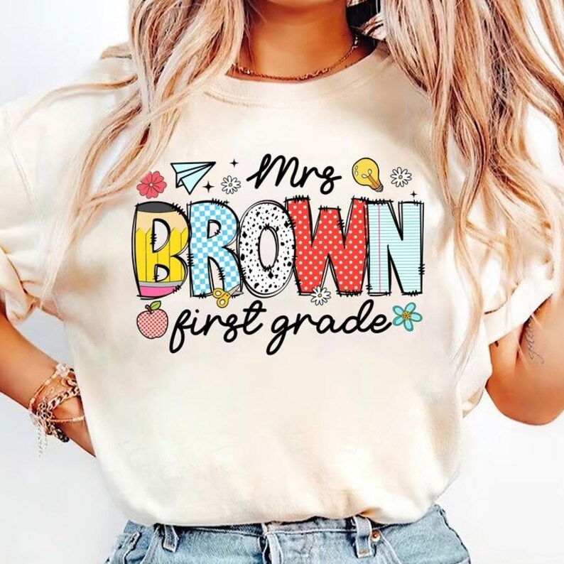 Personalized Teacher Shirt, Custom Name Grade Level, Happy First Day of School T-Shirt, First Day Teacher Shirt, Teacher Gift Back to School