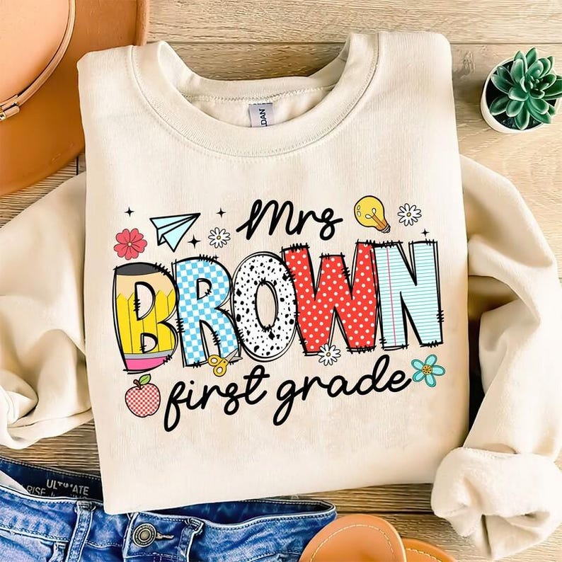 Personalized Teacher Shirt, Custom Name Grade Level, Happy First Day of School T-Shirt, First Day Teacher Shirt, Teacher Gift Back to School