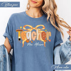 Comfort Colors Teacher Shirt, Personalized Teacher Shirt, Fall Kindergarten Shirt, Back to School Shirt, Custom Halloween Teacher Tee