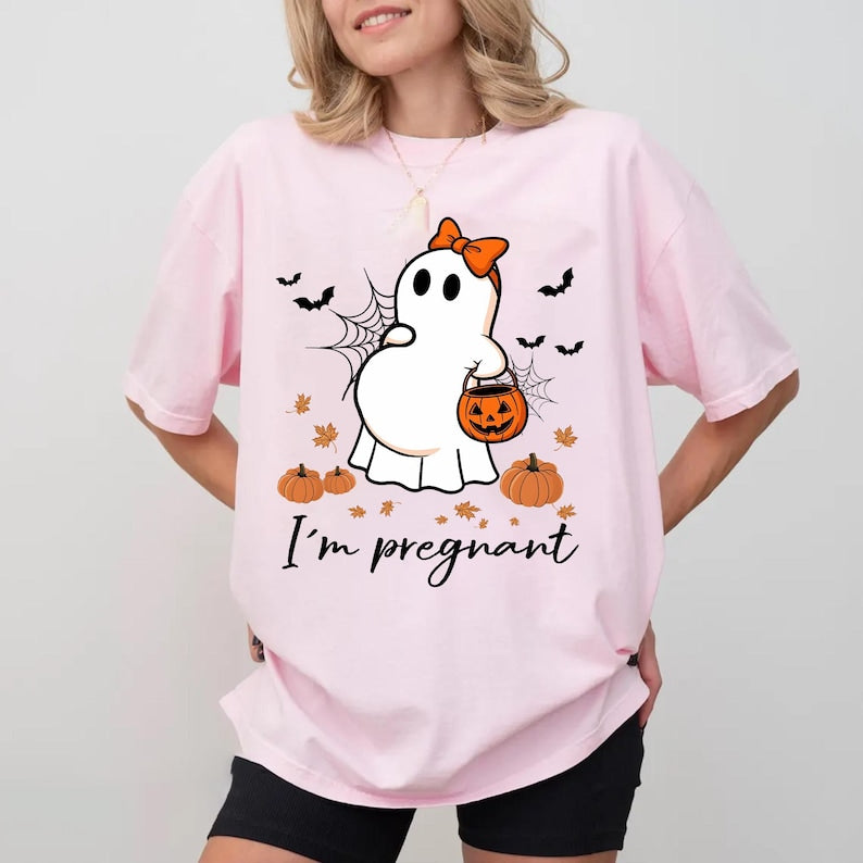 Halloween Pregnancy Shirt, Funny Pregnancy Announcement Tshirt, Couple Pregnancy Reveal Tee, Baby Reveal Gift For Expecting Mom and Dad