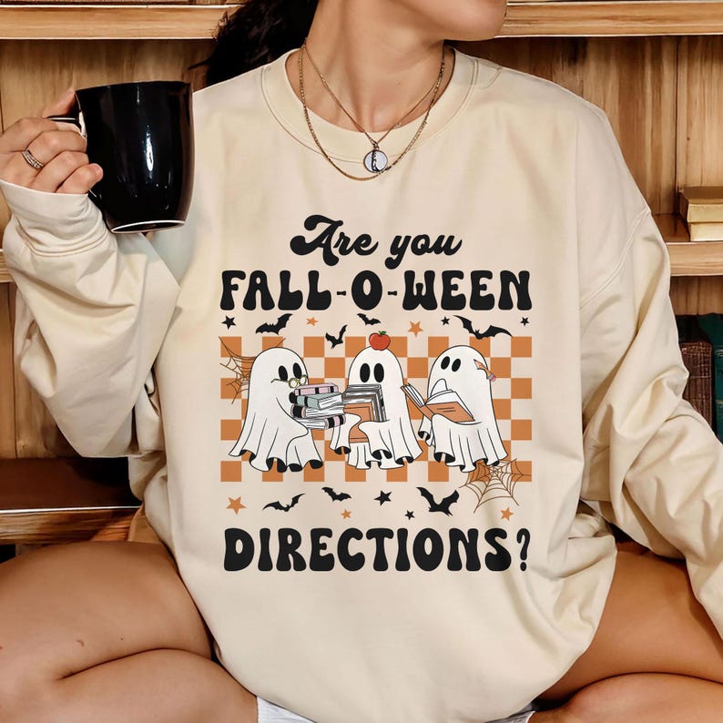 Teacher Comfort Colors Halloween Shirt, Spooky Cute Ghost Teacher TShirt, Are You Fall-O-Ween Directions T-Shirt, Funny Fall Halloween Tee