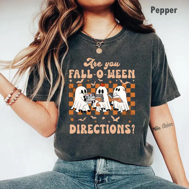 Teacher Comfort Colors Halloween Shirt, Spooky Cute Ghost Teacher TShirt, Are You Fall-O-Ween Directions T-Shirt, Funny Fall Halloween Tee
