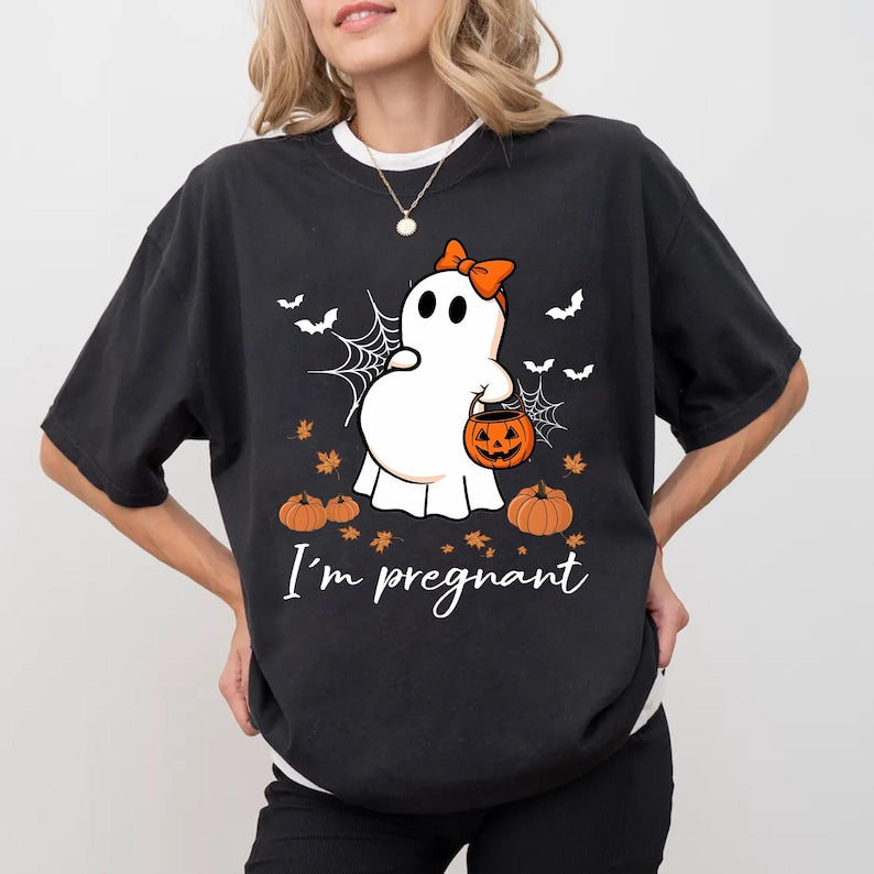Halloween Pregnancy Shirt, Funny Pregnancy Announcement Tshirt, Couple Pregnancy Reveal Tee, Baby Reveal Gift For Expecting Mom and Dad