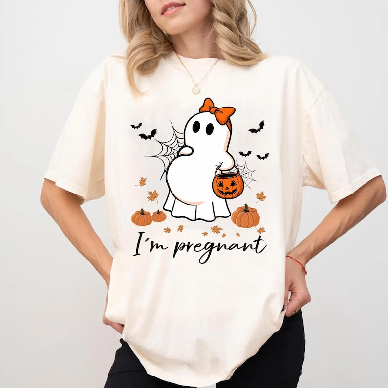 Halloween Pregnancy Shirt, Funny Pregnancy Announcement Tshirt, Couple Pregnancy Reveal Tee, Baby Reveal Gift For Expecting Mom and Dad