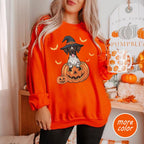 Halloween Shorthaired Pointer Sweatshirt, Retro Fall Spooky Vibes Witch Dog in Pumpkins Shirt, Gsp Dog Lover Halloween Shirt, Halloween Dog