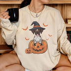 Halloween Shorthaired Pointer Sweatshirt, Retro Fall Spooky Vibes Witch Dog in Pumpkins Shirt, Gsp Dog Lover Halloween Shirt, Halloween Dog