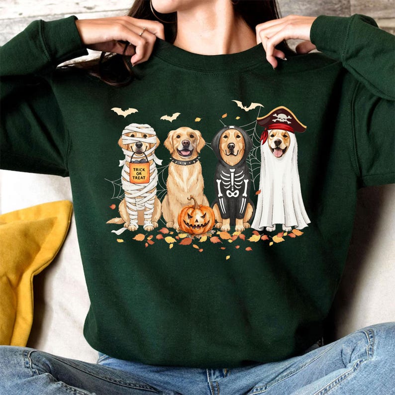 Golden Retriever Halloween T Shirts, Halloween shirt comfort colors with dog, Halloween Dog Shirt, Dog Lover Gift, Dog Halloween Shirt