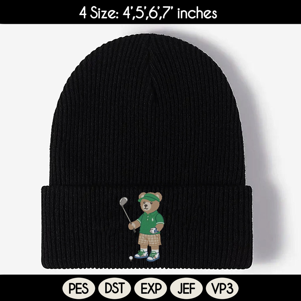 Golf Bear Embroidery Design, Golf Embroidery Design, Cozy Game Day Embroidery, Sport Bear Embroidery Design File, Digital Download - image 4