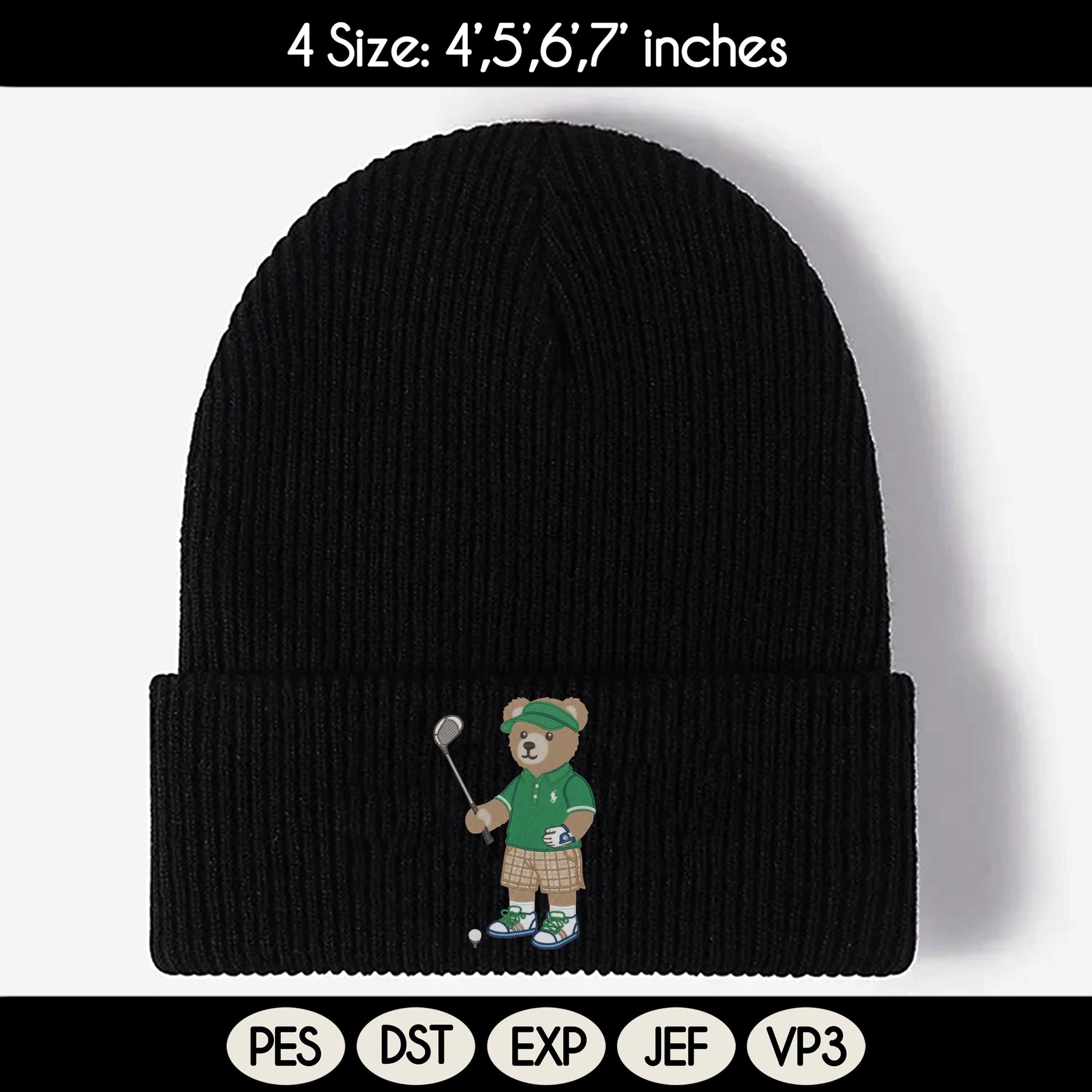 Golf Bear Embroidery Design, Golf Embroidery Design, Cozy Game Day Embroidery, Sport Bear Embroidery Design File, Digital Download - image 4