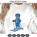 Skiing Bear Embroidery Design, Skiing Embroidery Design, Cozy Game Day Embroidery, Sport Bear Embroidery, Digital Download - image 5