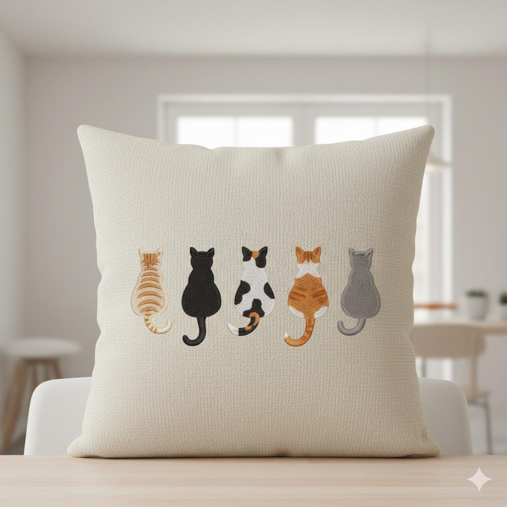 Friends Cat Embroidery Design Fill Stitch Cute Cats Machine Embroidery Files 4 Sizes Instant Download - image 4