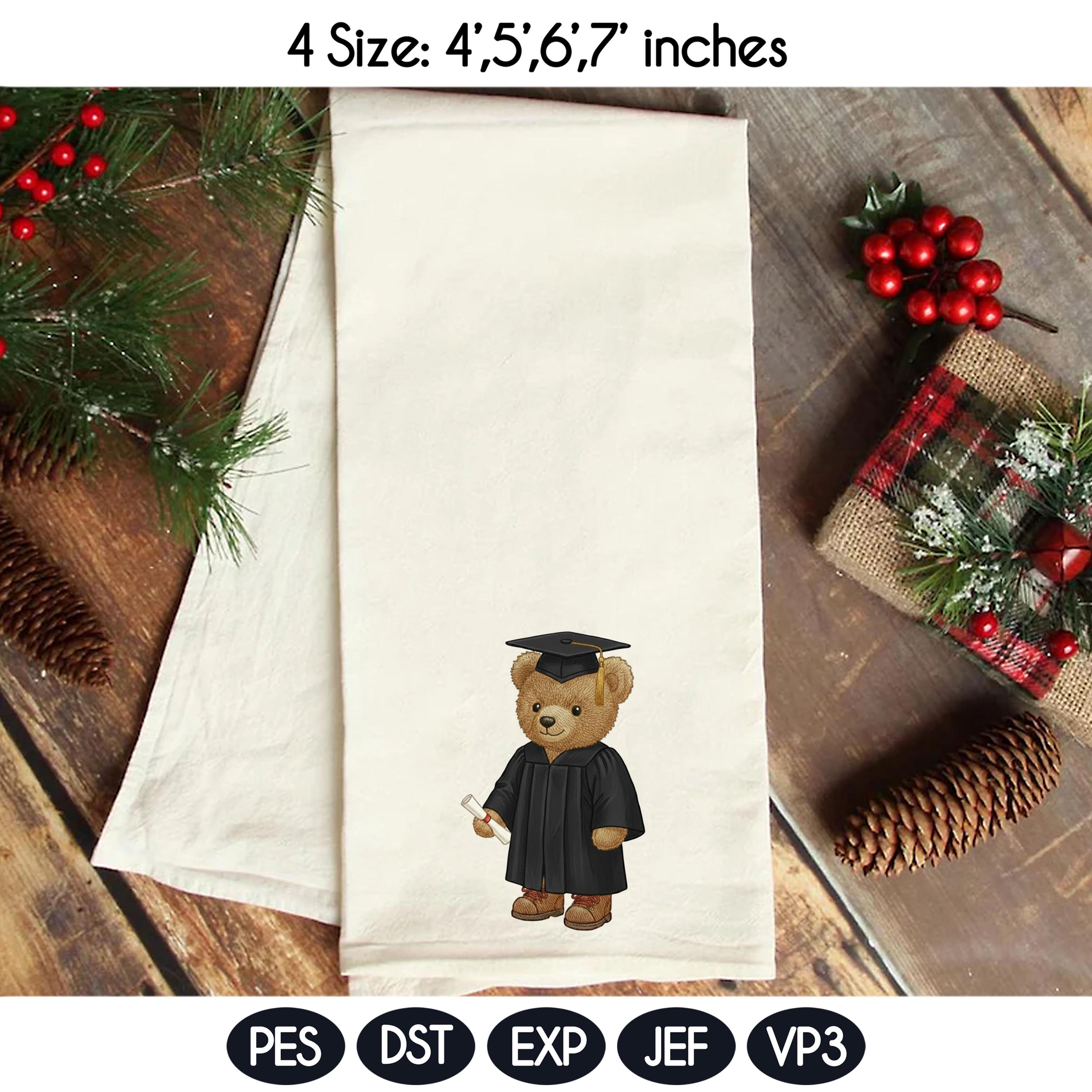 Graduation Bear Embroidery Design, Cute Teddy Bear Embroidery, University Graduation Bear, College Grad Embroidery, Instant Download - image 3