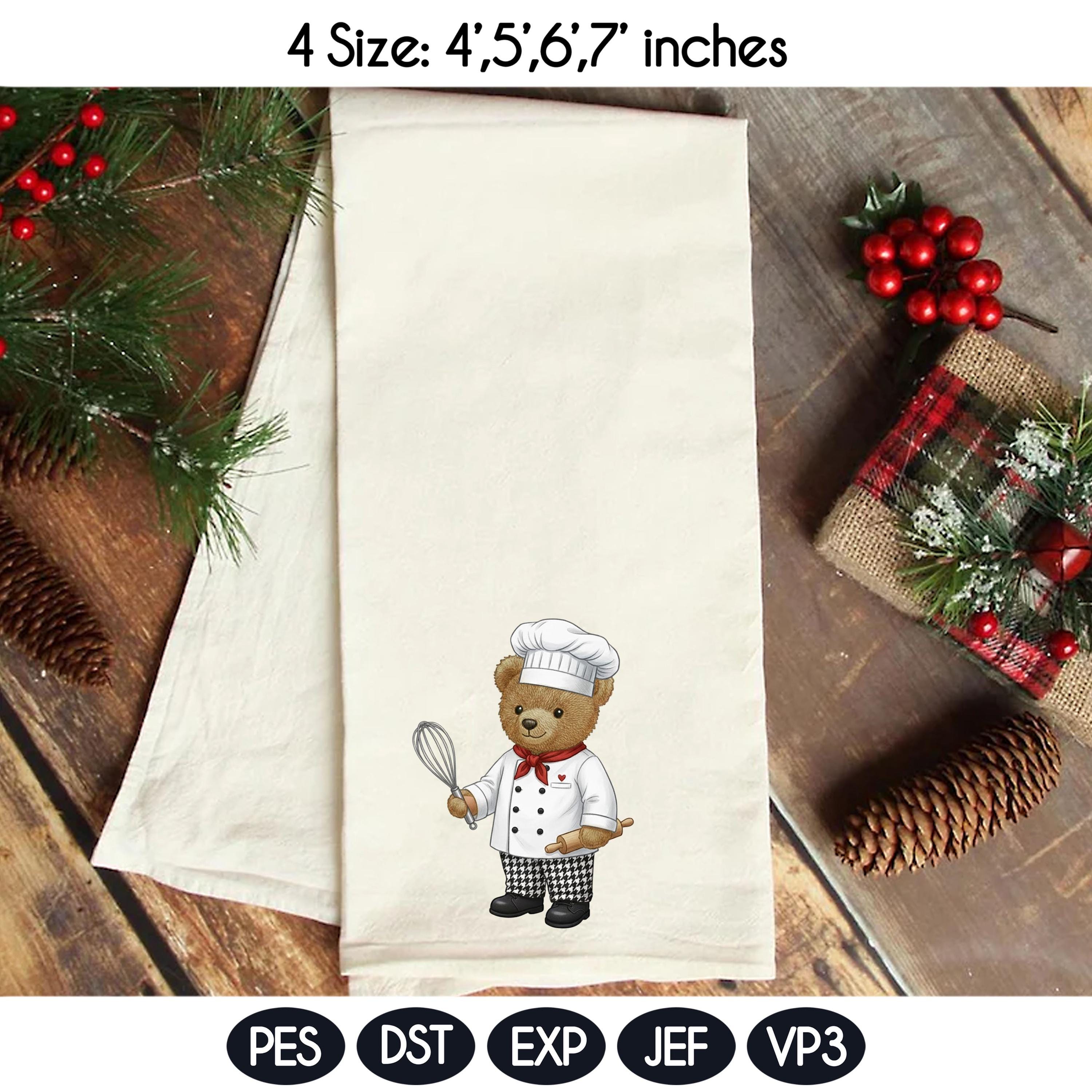 Teddy Bear Chef Embroidery Design File, Cute Animal Cooking Embroidery Design, Digital File, Instant Download, Chef Bear Embroidery - image 3