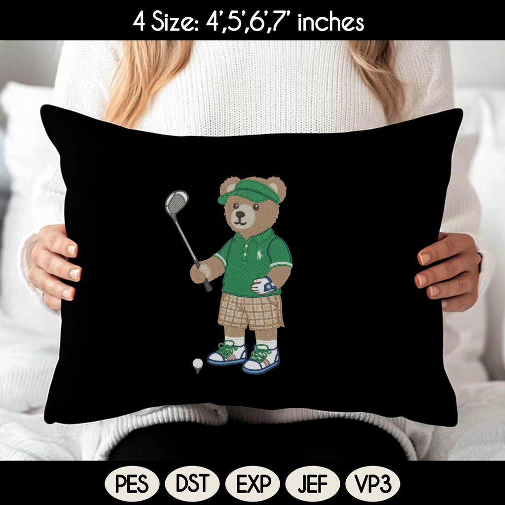 Golf Bear Embroidery Design, Golf Embroidery Design, Cozy Game Day Embroidery, Sport Bear Embroidery Design File, Digital Download - image 3