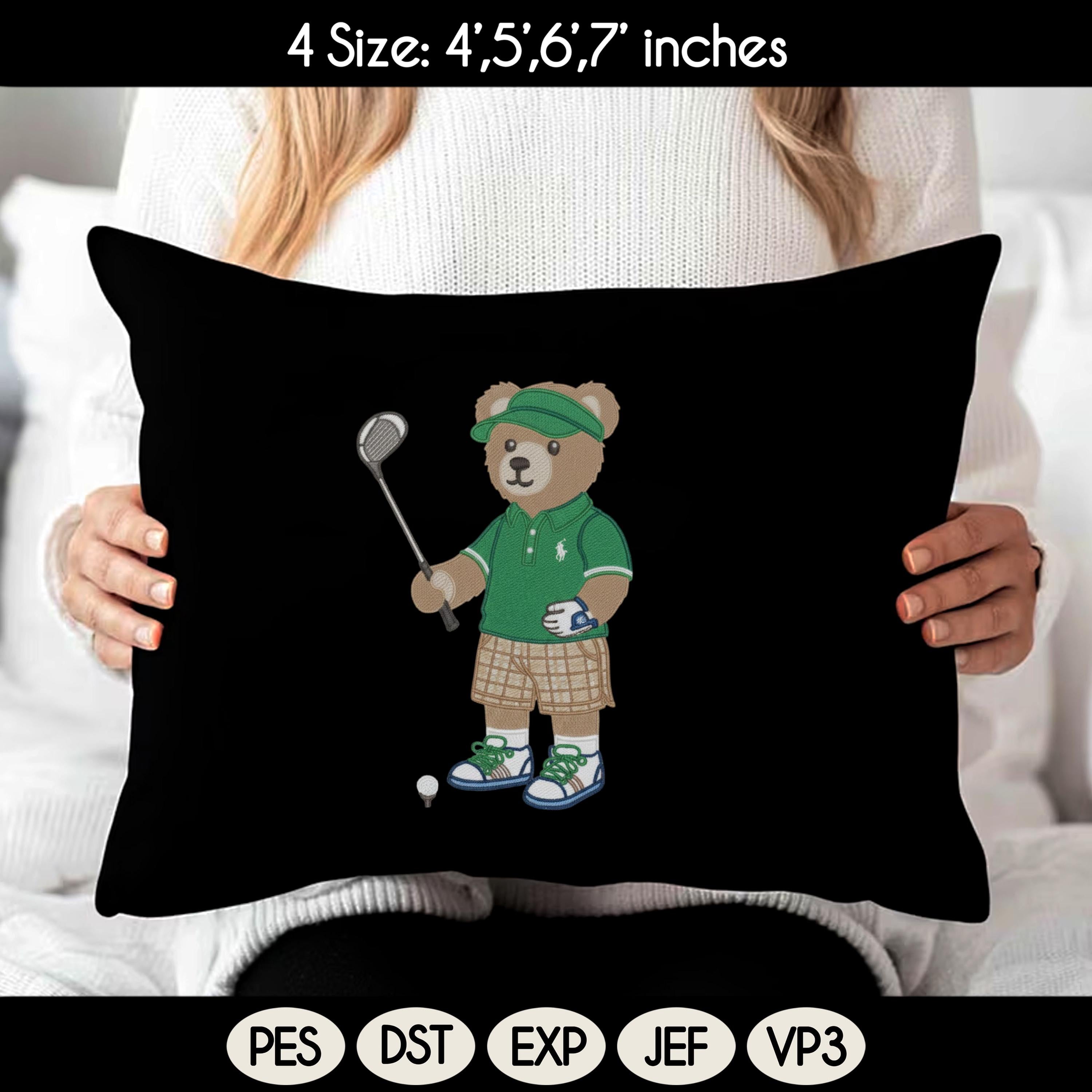 Golf Bear Embroidery Design, Golf Embroidery Design, Cozy Game Day Embroidery, Sport Bear Embroidery Design File, Digital Download - image 3