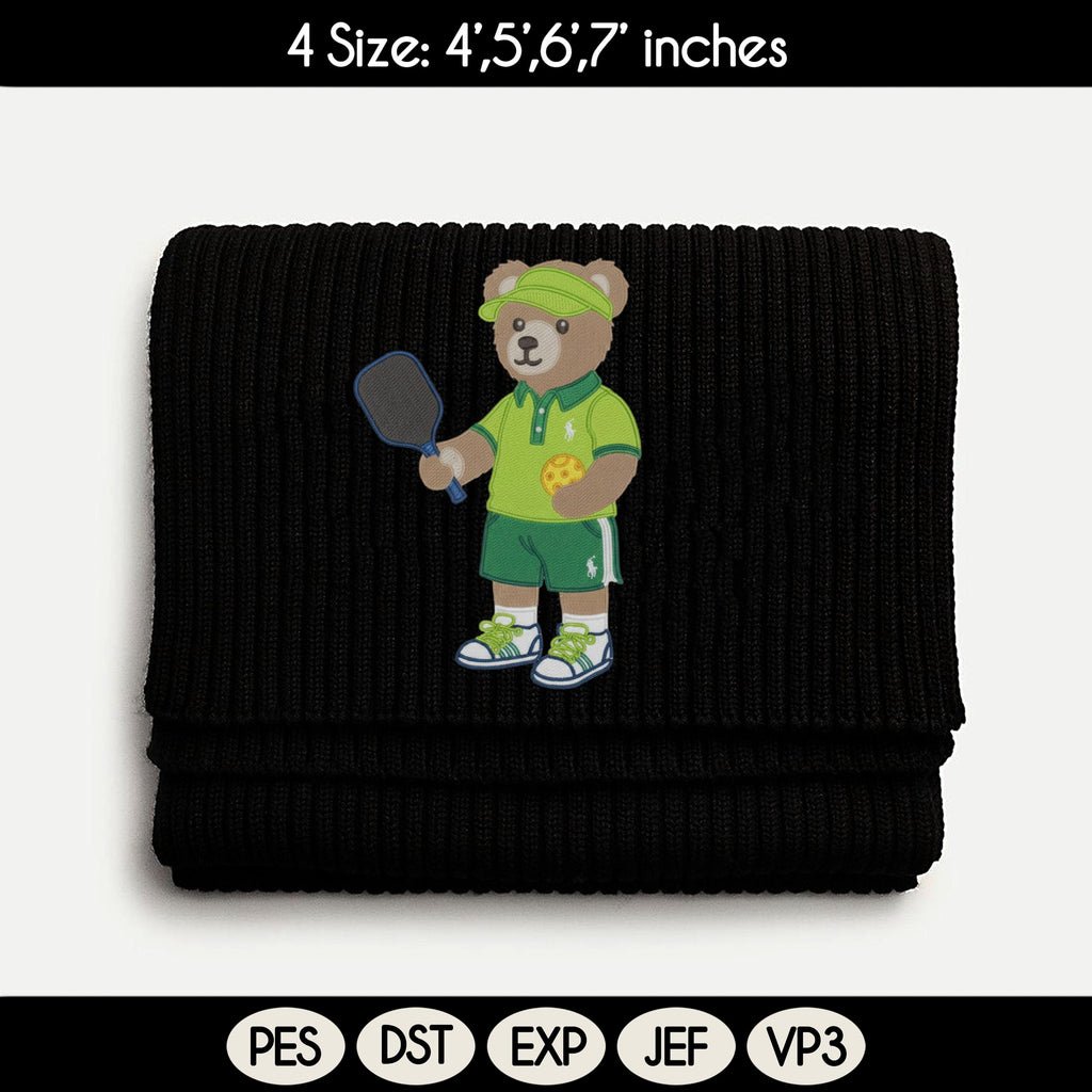 Pickleball Boy Bear Embroidery Design, Pickleball Embroidery Design, Cozy Game Day Embroidery, Sport Bear Embroidery, Digital Download - image 5