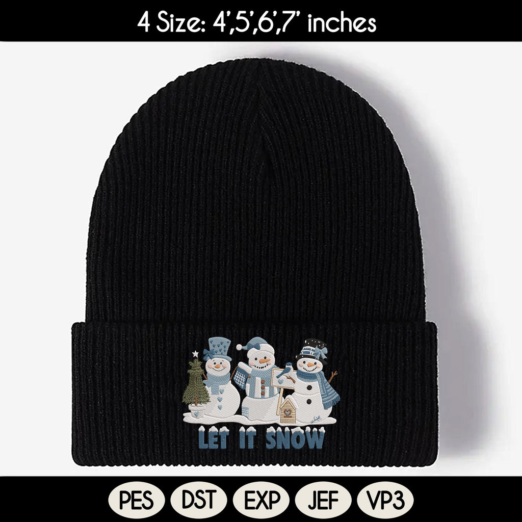 Let It Snow Embroidery Design, Cozy Snowman Winter Crewneck, Vintage Holiday Embroidery Gift, Snowman Embroidered File, Instant Download - image 4