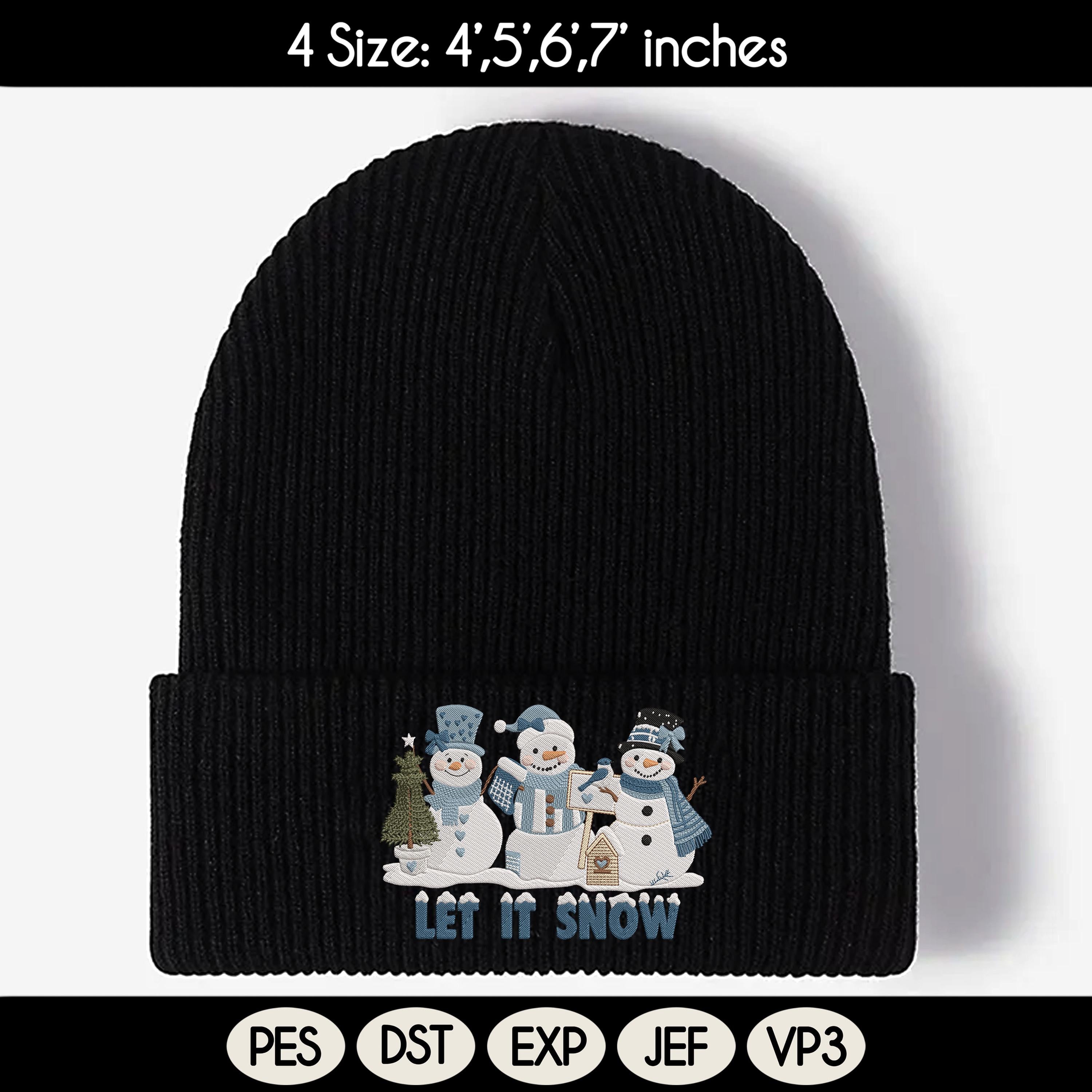 Let It Snow Embroidery Design, Cozy Snowman Winter Crewneck, Vintage Holiday Embroidery Gift, Snowman Embroidered File, Instant Download - image 4