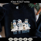 Let It Snow Embroidery Design, Cozy Snowman Winter Crewneck, Vintage Holiday Embroidery Gift, Snowman Embroidered File, Instant Download - image 3