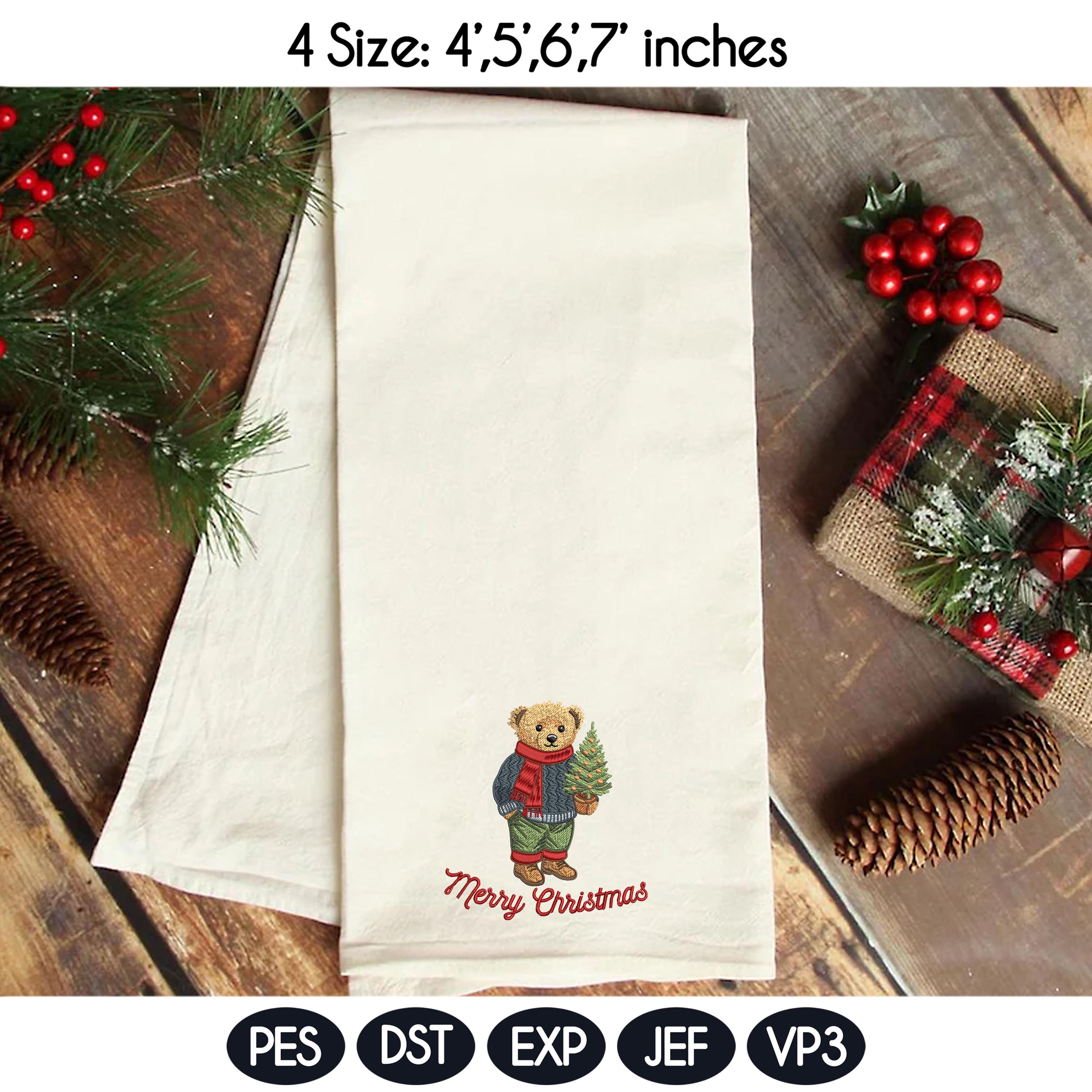 Preppy Christmas Teddy Bear Embroidery Design, Christmas Bear Embroidery File, Teddy Bear, Merry Christmas, 4 sizes, Instant Download - image 5