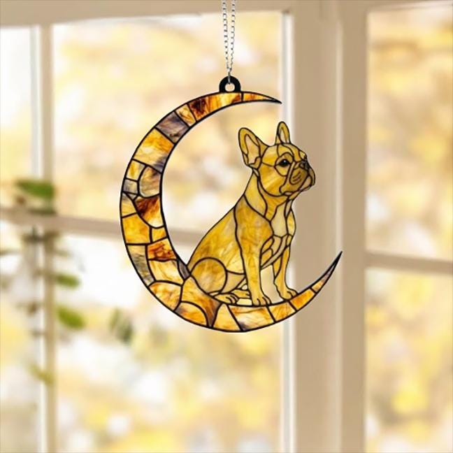 Yellow  French Bulldog ACRYLIC Suncatcher, Dog Suncatcher, French Bulldog , Yellow  Dog, Window Hanging, Gift For Animal Lover, Dog Gift