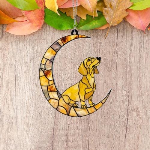 Custom Yellow  Dachshund   ACRYLIC Suncatcher, Dog Suncatcher, Dachshund  , Yellow  Dog, Window Hanging, Gift For Animal Lover, Dog Gift - image 2