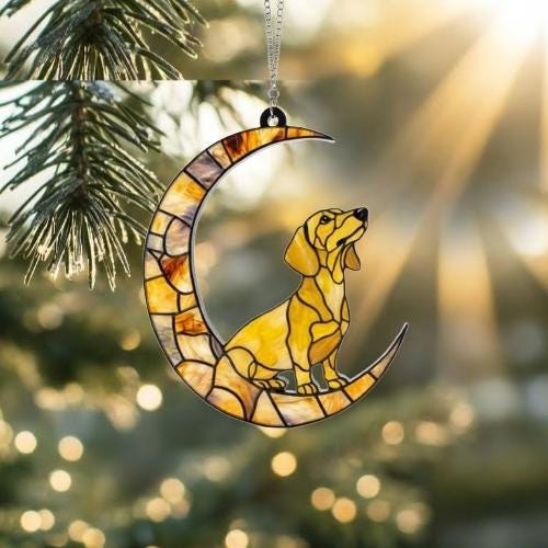 Custom Yellow  Dachshund   ACRYLIC Suncatcher, Dog Suncatcher, Dachshund  , Yellow  Dog, Window Hanging, Gift For Animal Lover, Dog Gift - image 3