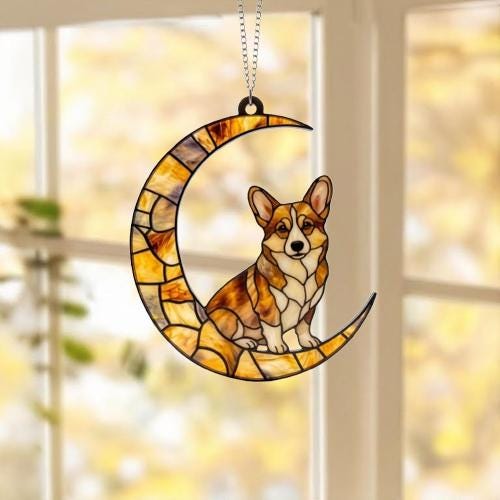 Custom Yellow  Pembroke Welsh Corgi  ACRYLIC Suncatcher, Dog Suncatcher,Yellow  Dog, Window Hanging, Gift For Animal Lover, Dog Gift - image 2