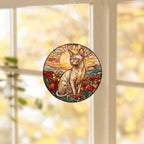 Custom Cat Stained Glass Suncatcher, Mothers Day Gift For Mom, Poppies Flower Suncatcher, Sphynx  Hanging Window, Cat Lover Gift - image 5