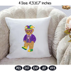 Mardi Gras Teddy Bear Embroidery Design, Masquerade Bear Machine Embroidery, Vintage Carnival Bear, 4 sizes, Instant Download - image 4