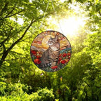 Custom Cat Stained Glass Suncatcher, Mothers Day Gift For Mom, Poppies Flower Suncatcher, American Shorthair Hanging Window, Cat Lover Gift - image 4