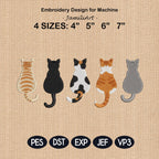 Friends Cat Embroidery Design Fill Stitch Cute Cats Machine Embroidery Files 4 Sizes Instant Download