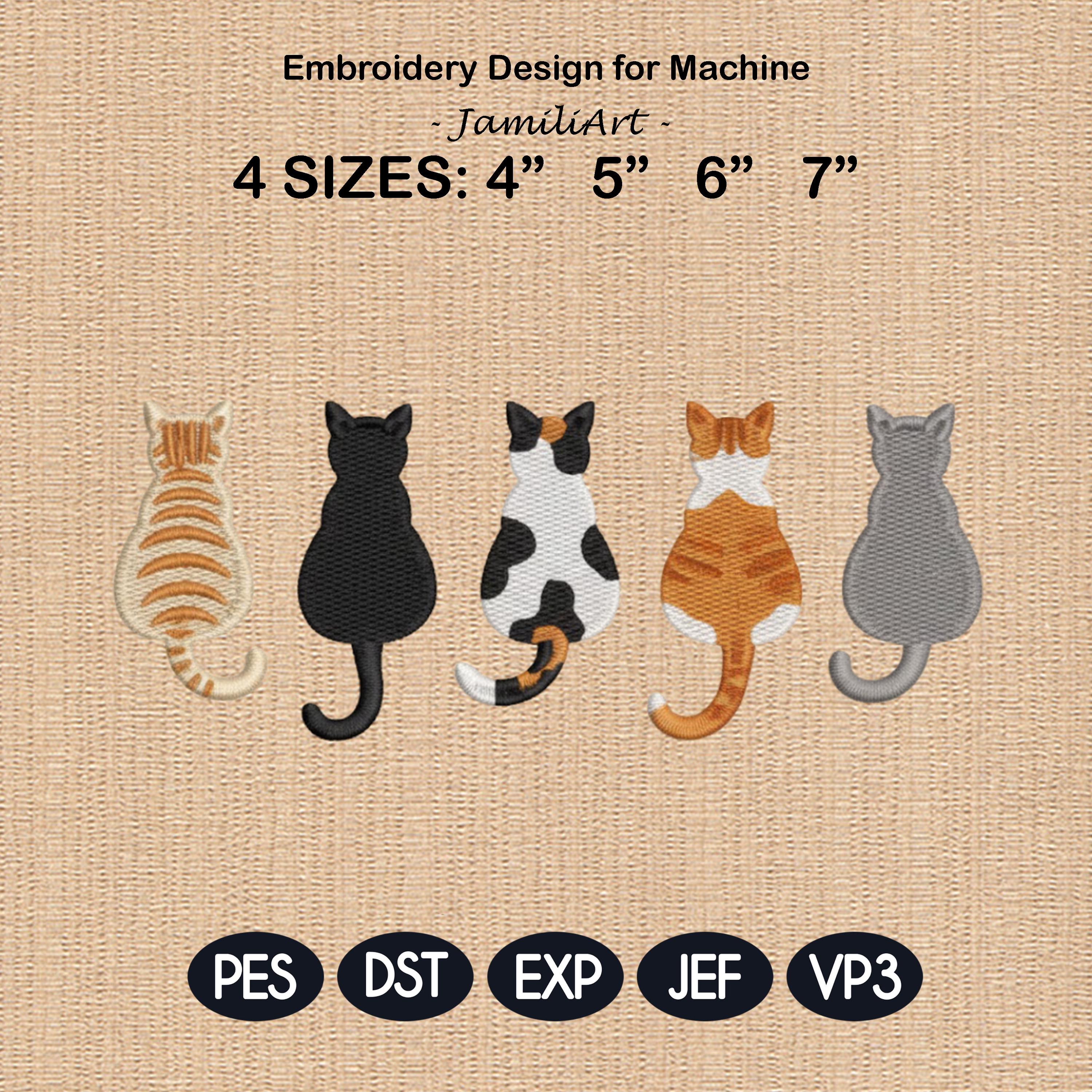 Friends Cat Embroidery Design Fill Stitch Cute Cats Machine Embroidery Files 4 Sizes Instant Download