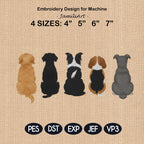Friends Dog Embroidery Design Fill Stitch Cute Dogs Machine Embroidery Files 4 Sizes Instant Download