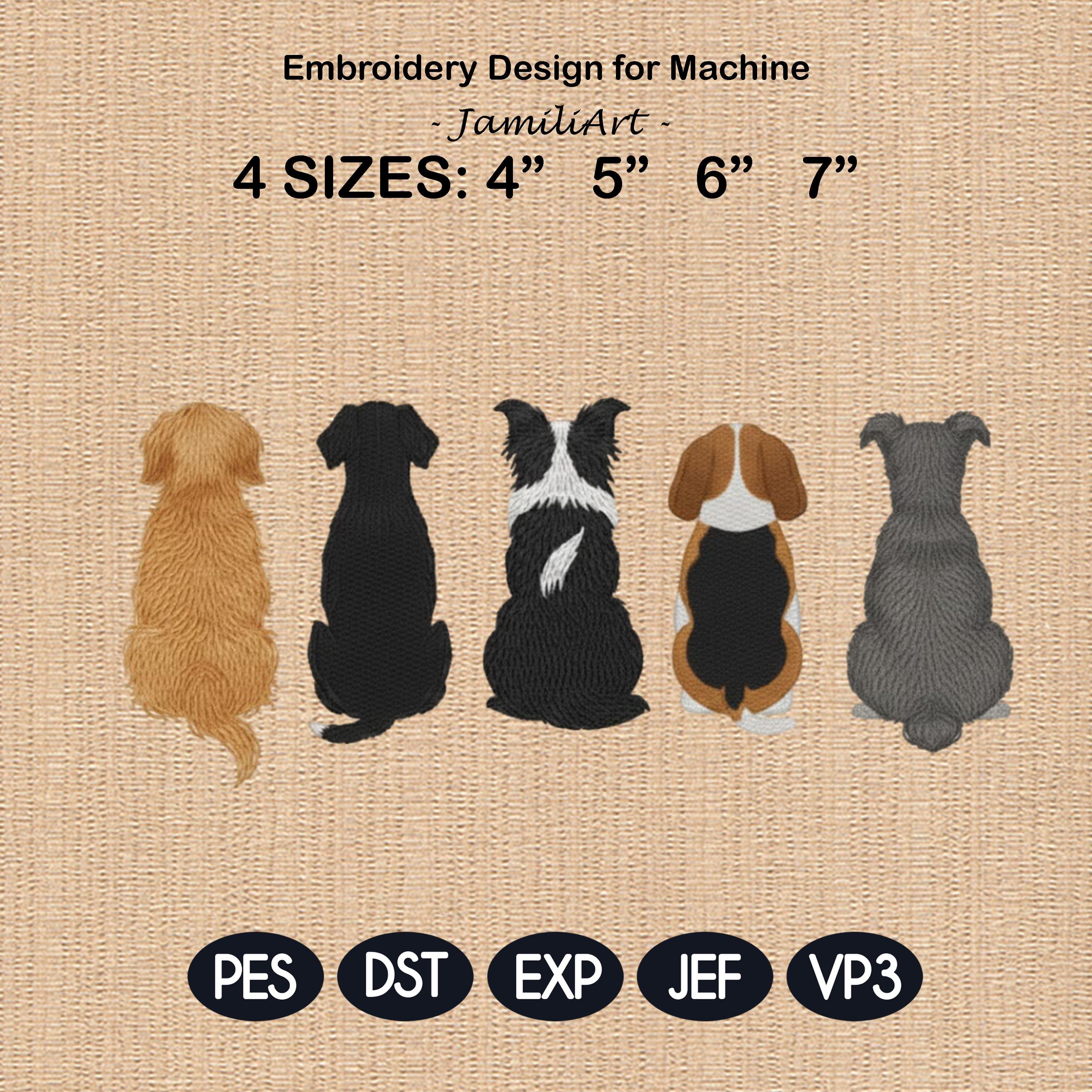 Friends Dog Embroidery Design Fill Stitch Cute Dogs Machine Embroidery Files 4 Sizes Instant Download