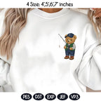 Teddy Bear Fisherman Embroidery Design File, Cute Animal Fishing Embroidery Design, Digital File, Instant Download, Fisher Bear Embroidery - image 5