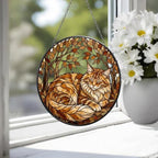 Custom Orange Maine Coon Cat Sleeping Stained Glass Suncatcher: Cat Lover Gift - image 3