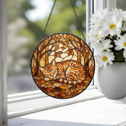 Custom Egyptian Mau  Sleeping Stained Glass Suncatcher: Cat Lover Gift - image 3