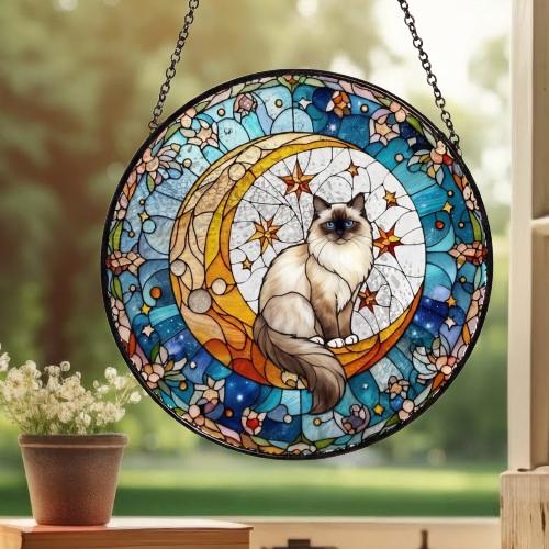 Custom Ragdoll  Cat On Moon Glass Suncatcher: Cat Lover Gift - image 3