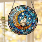 Custom Siamese  Cat On Moon Glass Suncatcher: Cat Lover Gift - image 5