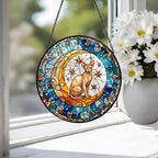 Custom Sphynx Cat On Moon Glass Suncatcher: Cat Lover Gift - image 3