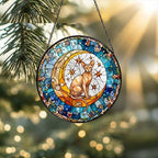 Custom Sphynx Cat On Moon Glass Suncatcher: Cat Lover Gift
