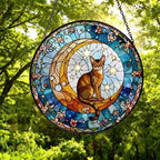 Custom Abyssinian  Cat On Moon Glass Suncatcher: Cat Lover Gift - image 4