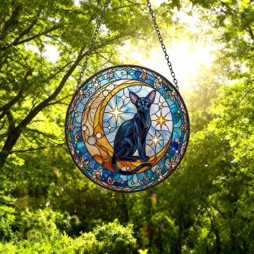 Custom Oriental Shorthair Cat On Moon Glass Suncatcher: Cat Lover Gift - image 5
