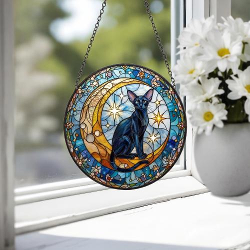 Custom Oriental Shorthair Cat On Moon Glass Suncatcher: Cat Lover Gift - image 4