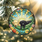Custom Couple Labrador Retriever Glass Suncatcher, Labrador Retriever Mom Window Hanging, Wiener Dog Sun Catcher, Pet Lover Gift - image 2
